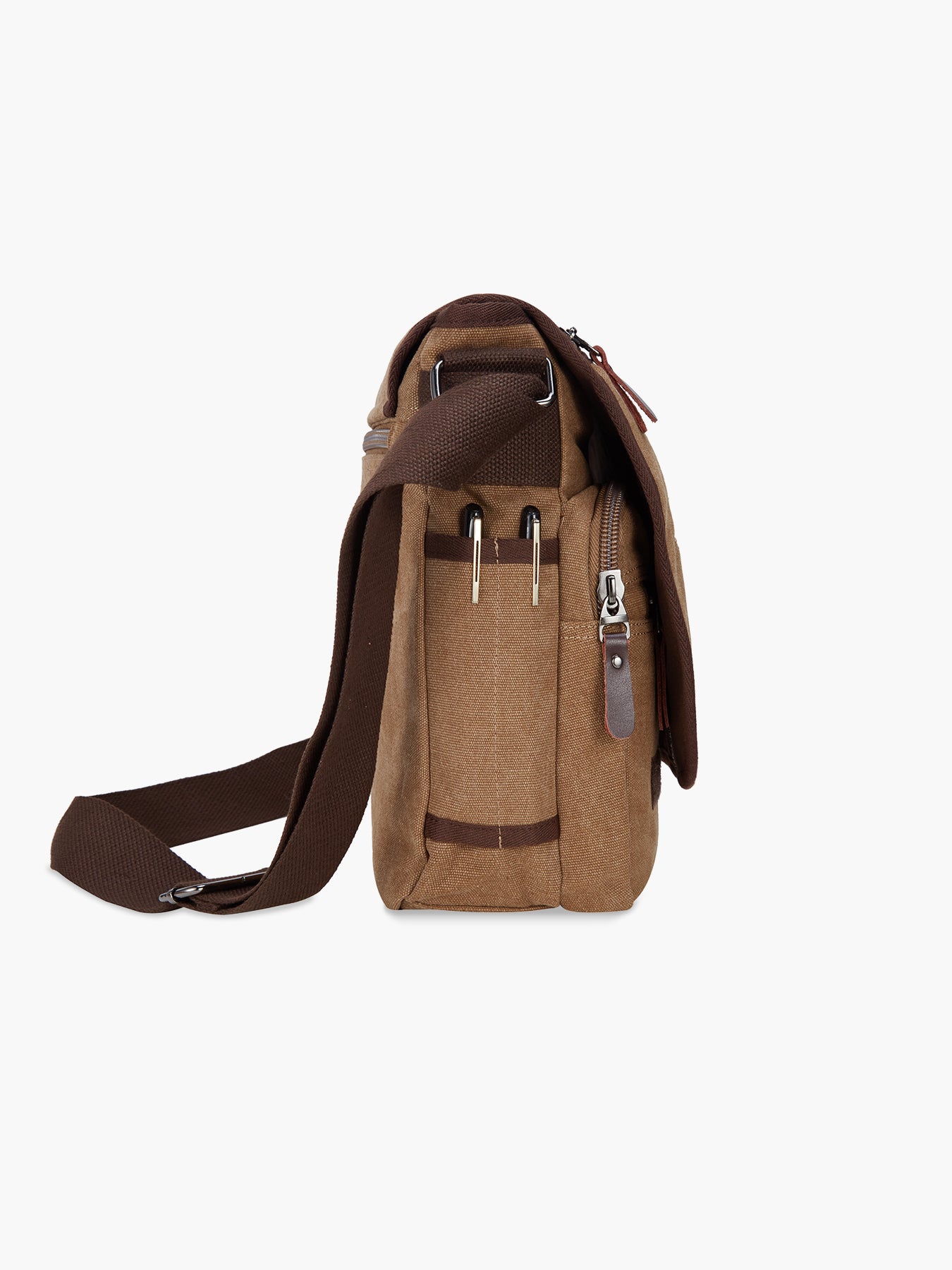 Canvas messenger bag hot sale with water bottle pocket