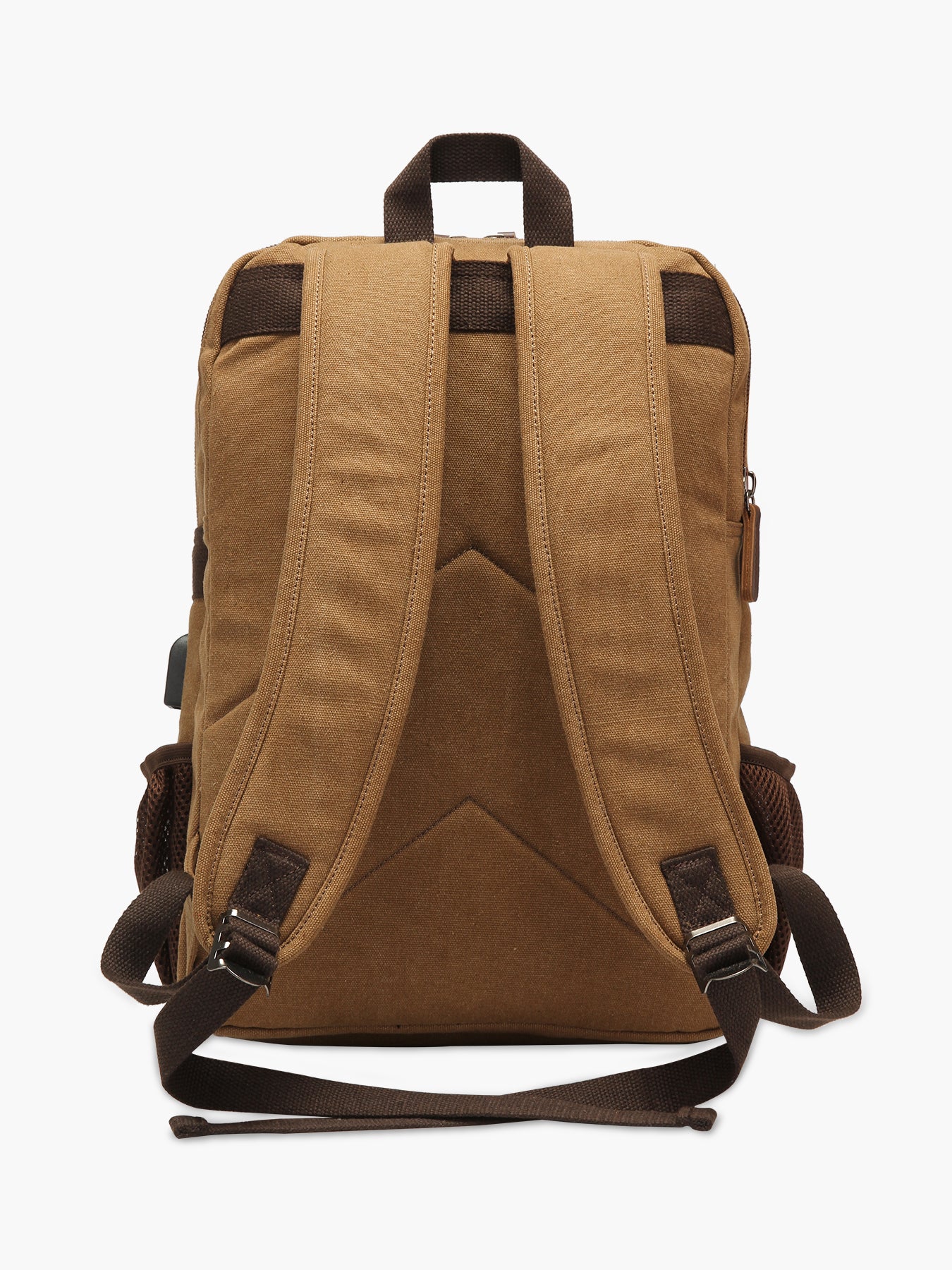 Modoker Canvas Vintage 15.6 inch Laptop Backpack with USB Charging Port Brown Black